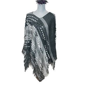 DEMDACO Textured Black Gray One Size Fits Most Acrylic and  Poncho Shawl